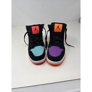 NIKE AIR JORDAN CANDY NEON COLORS BLACK NO TIE LACES YOUTH SHOES SNEAKERS SIZE 6